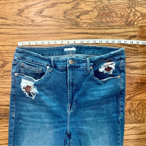 Good American Distressed Leopard Print Pocket Detail Jeans Size 18 - Picture 5 of 8